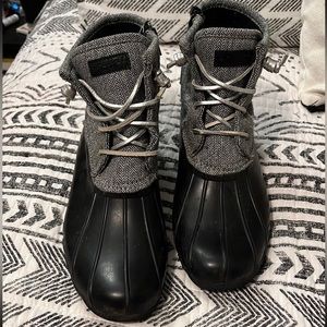 Sperry Classic Duck boots, waterproof, women’s 8, grey herringbone.